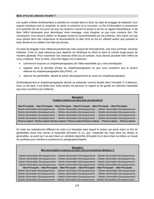 préparation d'un rapport de présentation des résultats d'analyse de ...