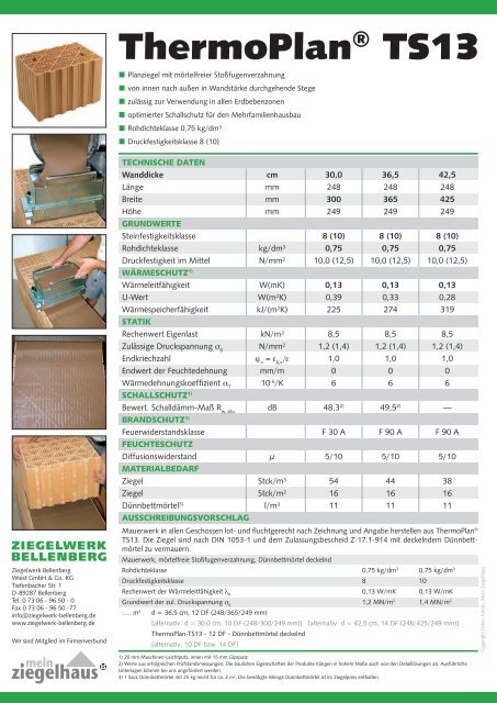 Bellenberger ThermoPlan® TS13 - Ziegelwerk Bellenberg, Wiest ...