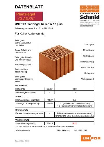 UNIPOR Planziegel Keller