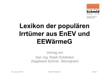 Lexikon der populären Irrtümer EnEV EWärmeG - Auszug