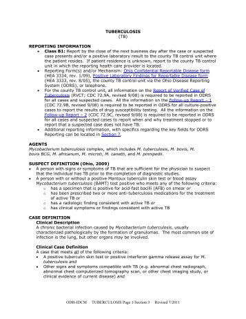 ODH-IDCM TUBERCULOSIS Page 1/Section 3 Revised 7/2011 ...