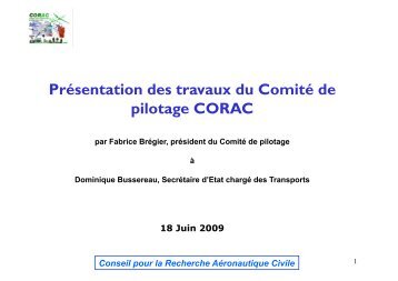 Présentation des travaux du Comité de pilotage CORAC