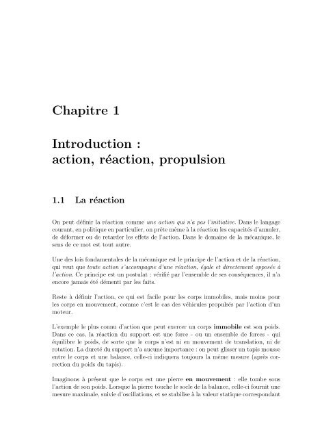 Chapitre 1 Introduction : action, réaction, propulsion