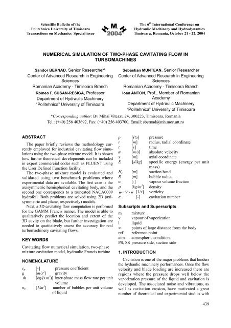 numerical simulation of two-phase cavitating flow in turbomachines