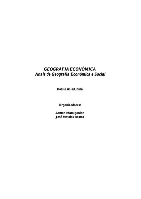 GEOGRAFIA ECONÔMICA Anais de Geografia Econômica e Social