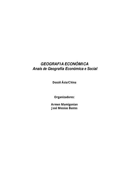 GEOGRAFIA ECONÔMICA Anais de Geografia Econômica e Social