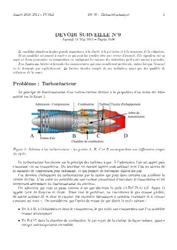 DEVOIR SURVEILLE N Problème : Turboréacteur ... - Site des Pcsi 2