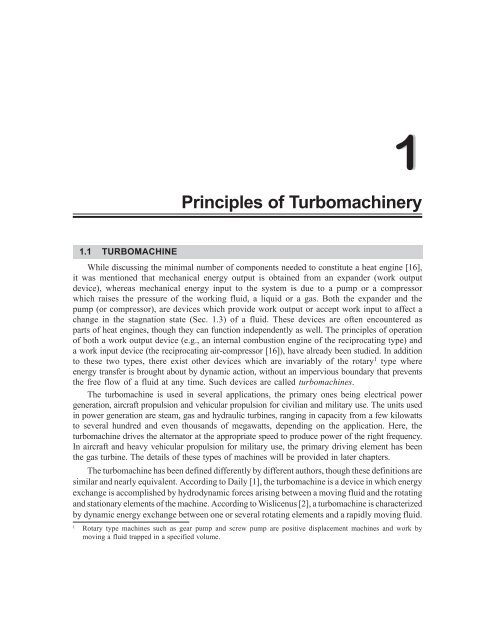 Principles of Turbomachinery - New Age International