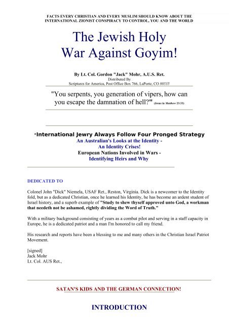 The Jewish Holy War Against Goyim! - Great White Desert