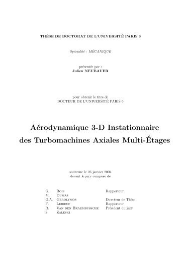 Aérodynamique 3-D Instationnaire des Turbomachines ... - Free