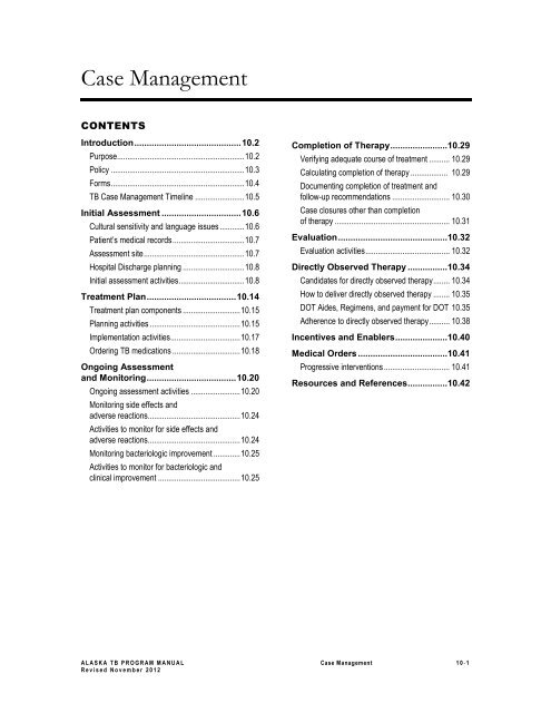 Alaska Tuberculosis Program Manual - Epidemiology - State of Alaska