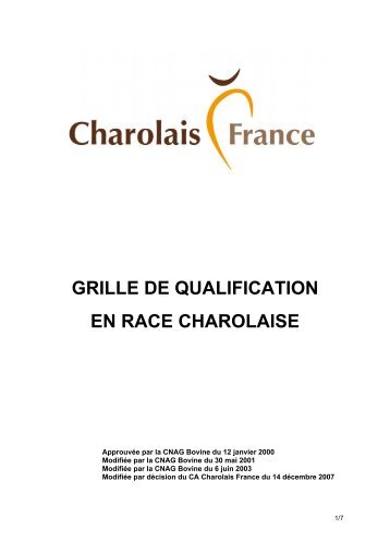 grille de qualification en race charolaise - Herd Book Charolais