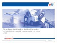 Directives d'utilisation de MonPurolator