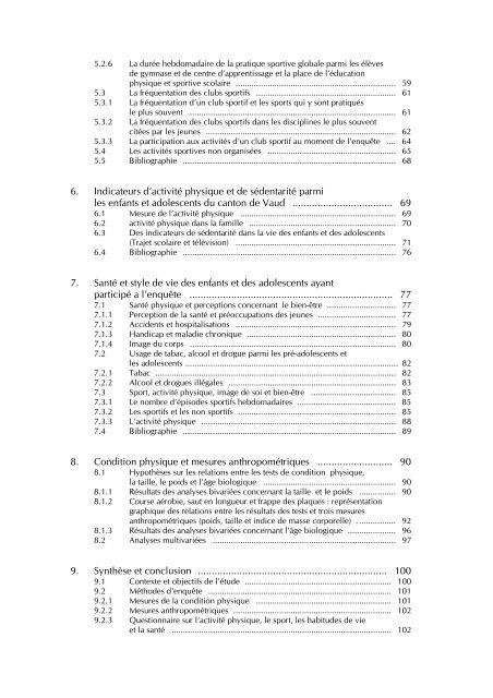 Condition physique et pratiques sportives des jeunes dans - IUMSP