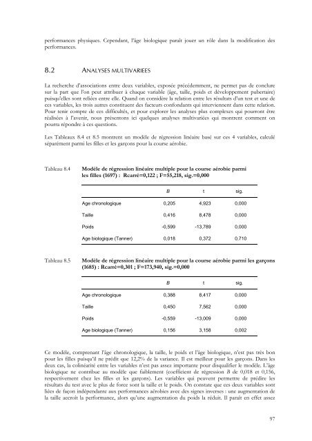 Condition physique et pratiques sportives des jeunes dans - IUMSP