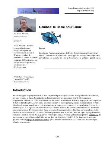 lf329, SoftwareDevelopment: Gambas: le Basic pour Linux - Ibiblio