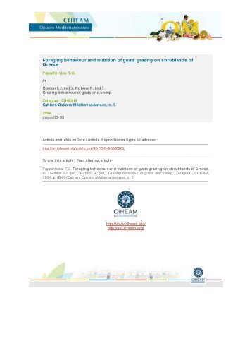 Foraging behaviour and nutrition of goats grazing on ... - ciheam