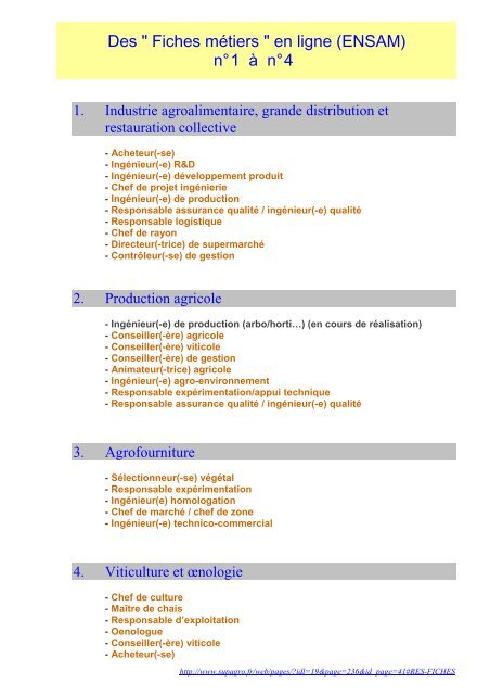 Des &quot; Fiches métiers &quot; en ligne (ENSAM) n° 1 à n° 4 -  Etab.ac-caen.fr