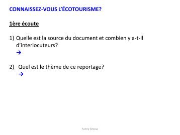 CONNAISSEZ-VOUS L'ÉCOTOURISME? - FRANÇAIS À L'EOI