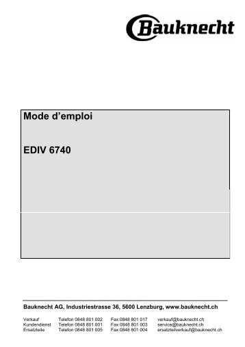 Mode d'emploi EDIV 6740 - Bauknecht-mam.ch