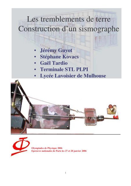 Les Tremblements De Terre Construction D Un Sismographe