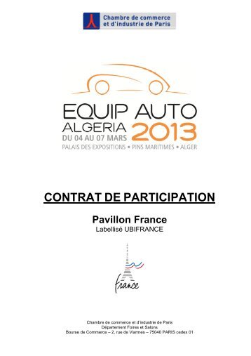 EQUIP AUTO 2013 - Contrat de participation Exposant