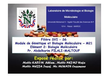 Exposé réalisé par: - Faculté des Sciences Rabat