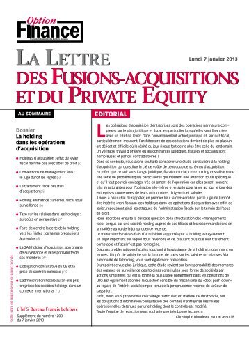 La Lettre des Fusions-Acquisitions et du Private Equity