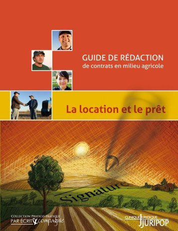 Guide de rédaction de contrats en milieu agricole : la location et le prêt