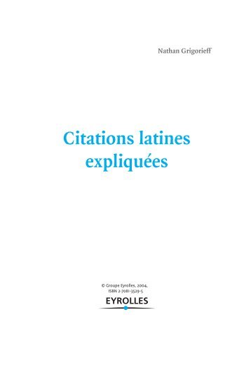 Citations latines expliquées - Éditions Eyrolles