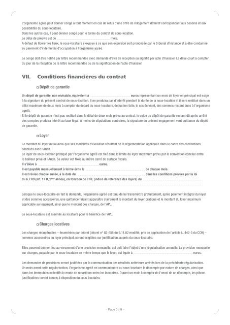 Contrat de sous-location - Solibail