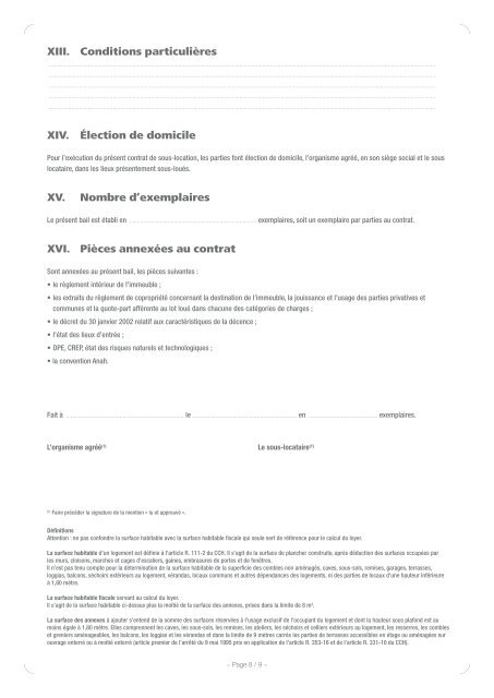 Contrat de sous-location - Solibail