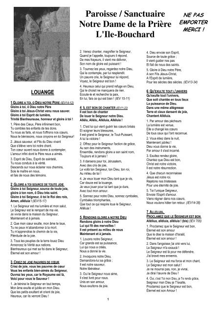 Feuille de chants à Marie + d'adoration format A3 - Ile Bouchard