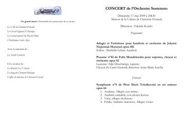 Programme - Orchestre Sostenuto