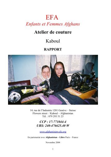 rapport atelier de couture EFA nov2004 - Friends Of Humanity