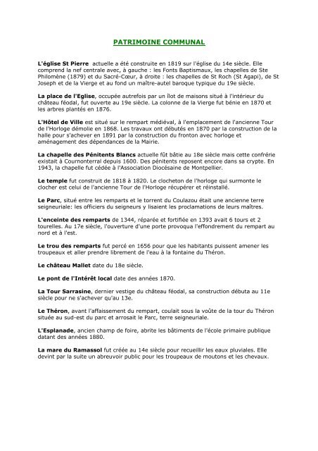 Divers articles sur le patrimoine de la commune (pdf ... - Cournonterral