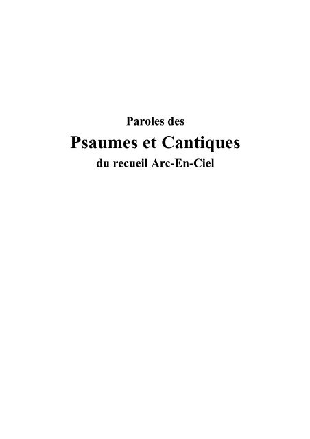 Psaumes et Cantiques - BIBLIQUEMENT VOTRE