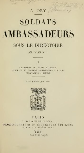 Soldats Ambassadeurs Sous Le Directoire An Iv An Viii Talleyrand