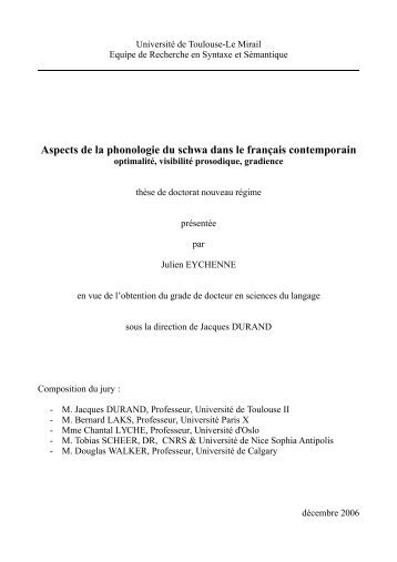 Aspects de la phonologie du schwa dans le ... - Julien Eychenne