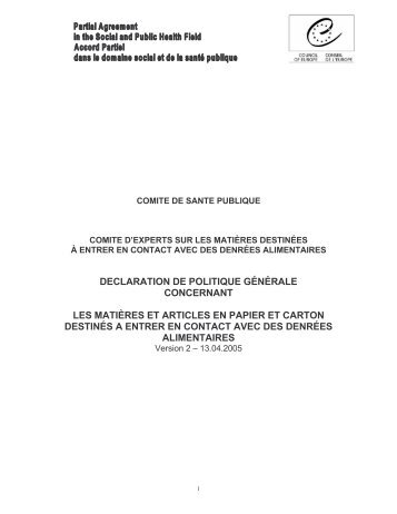 PS F PAPER AND BOARD VERSION FINALE - Contact alimentaire