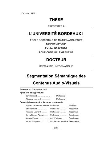 Segmentation Smantique des contenus audio-visuels - Université ...