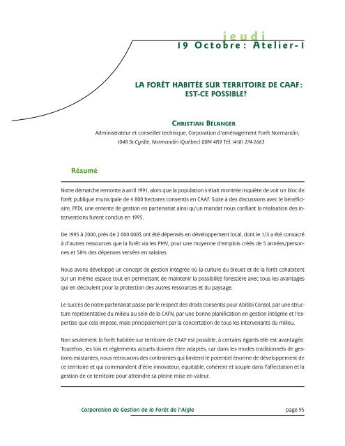 jeudi - Commission d'étude sur la gestion de la forêt publique ...