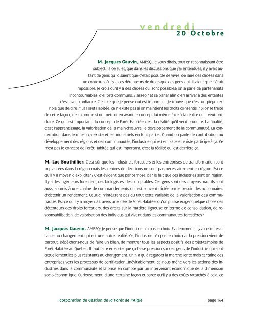 jeudi - Commission d'étude sur la gestion de la forêt publique ...