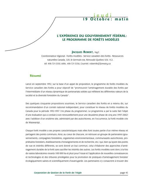 jeudi - Commission d'étude sur la gestion de la forêt publique ...