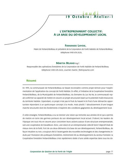 jeudi - Commission d'étude sur la gestion de la forêt publique ...