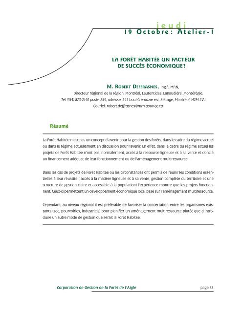 jeudi - Commission d'étude sur la gestion de la forêt publique ...