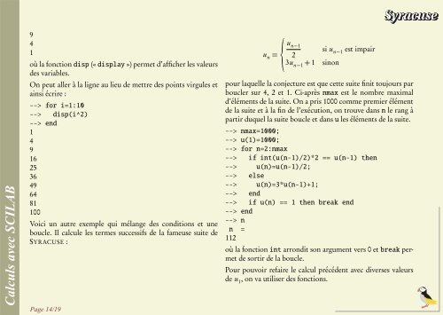 Calculs avec SCILAB