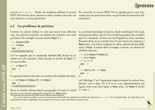 Calculs avec SCILAB