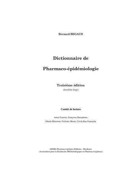 Bernard BEGAUD - ARME-Pharmacovigilance