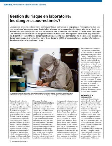 Gestion du risque en laboratoire : les dangers sous-estimés ?